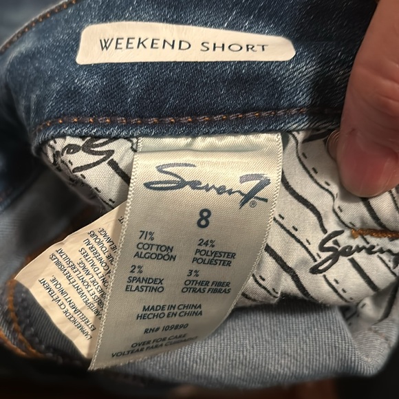 Seven 7 weekend shorts blue iean med wash size 8 cut off - Picture 4 of 4